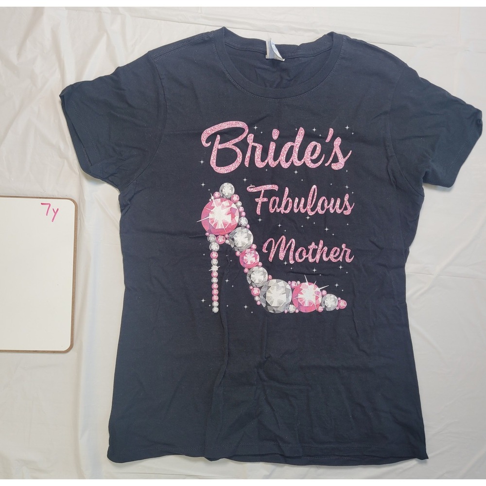 Womens Port & Company tshirt. Bride's Fabulous Mother. Size M. Black/Pink.